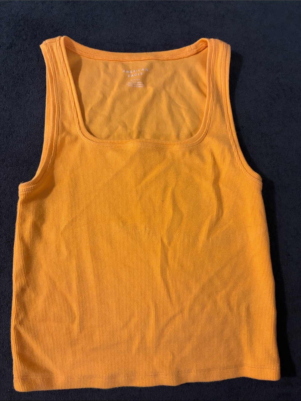American Eagle Outfitters Orange Ribbed Scoop Neck Tank Top
